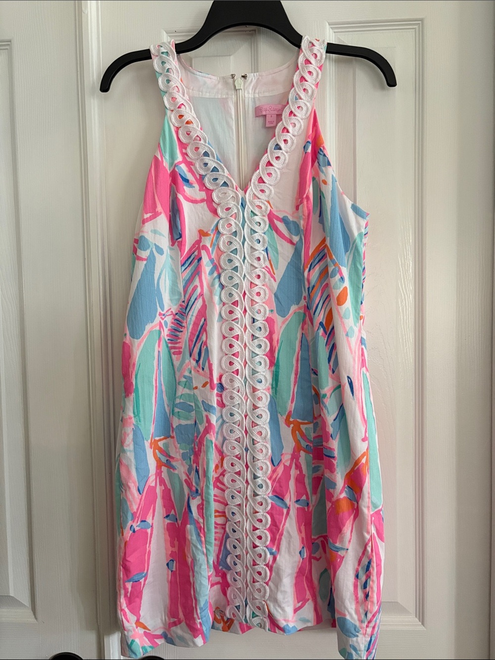 Lilly Pulitzer Lynn colorful tropical beach sleeveless shift dress Women's 8